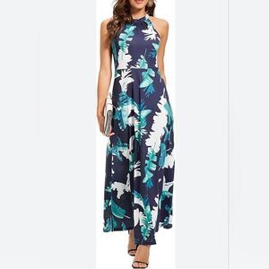 Styleword Halter Tropical Maxi Dress